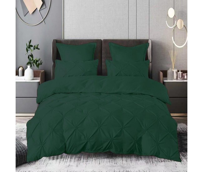 Lenjerie pat finet uni 6 piese verde petrol